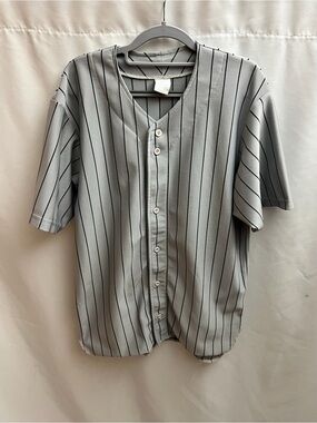 Champro Adult Gray Black Pinstripe Baseball Jersey #99 Size Large